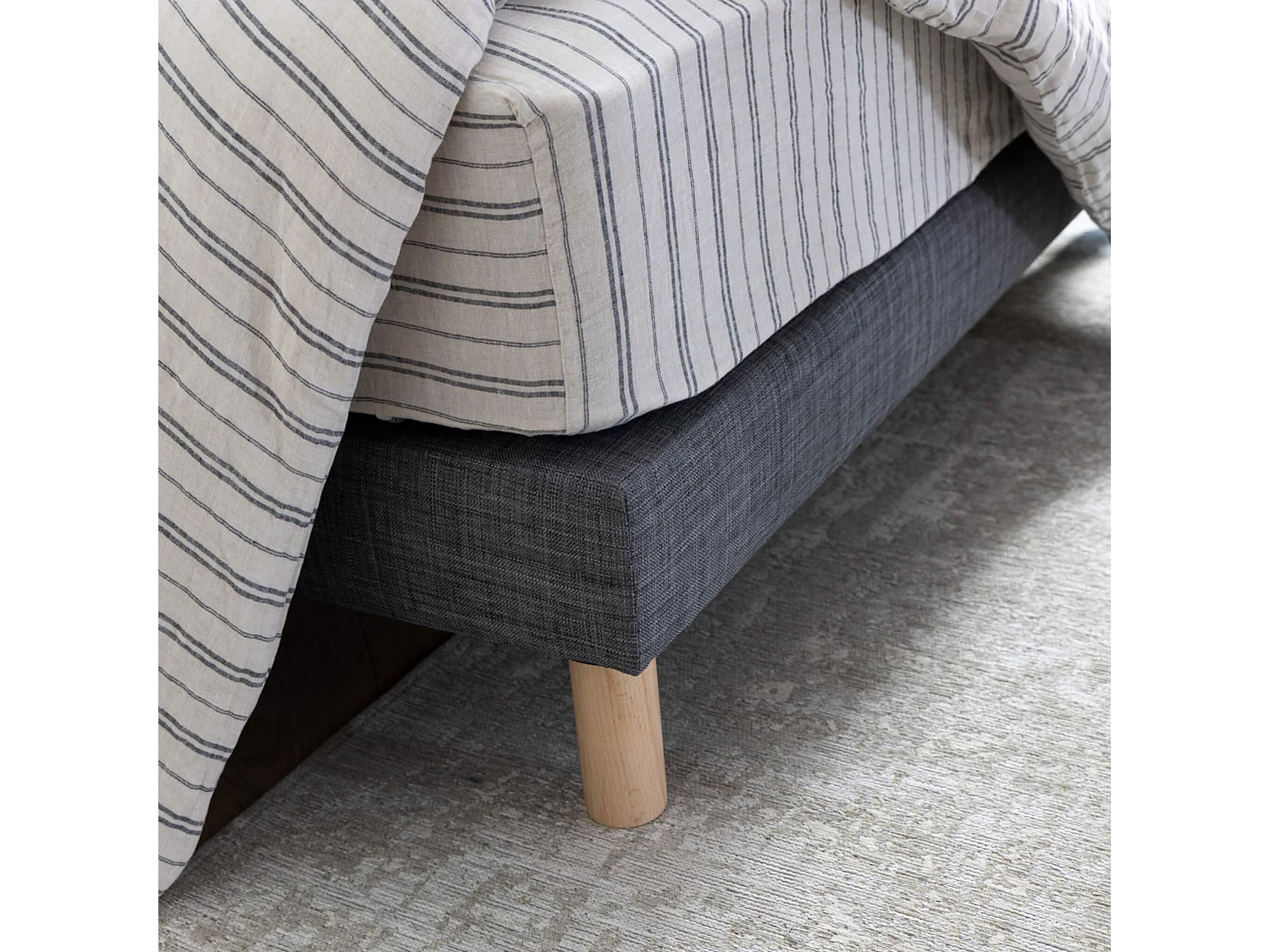 Sommier tapissier gris orage 13 cm Lune - SOMEO 90x190