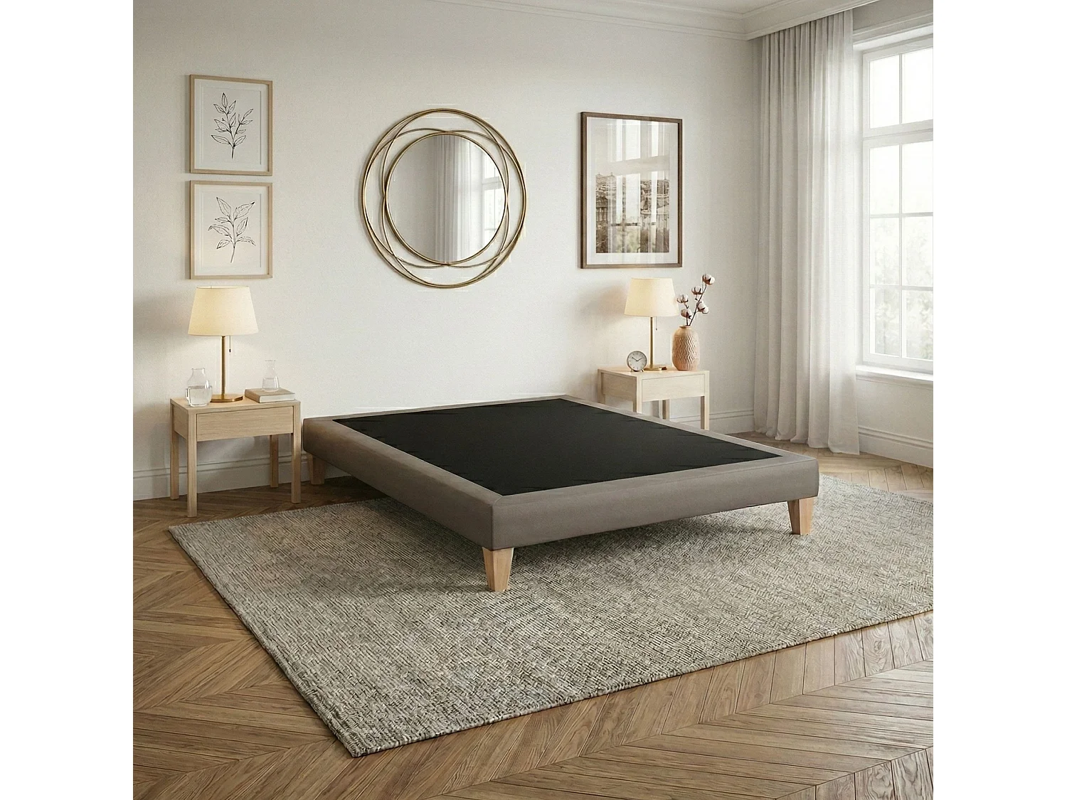 Sommier tapissier déco simili cacao Someo Astre 2x80x200 cm