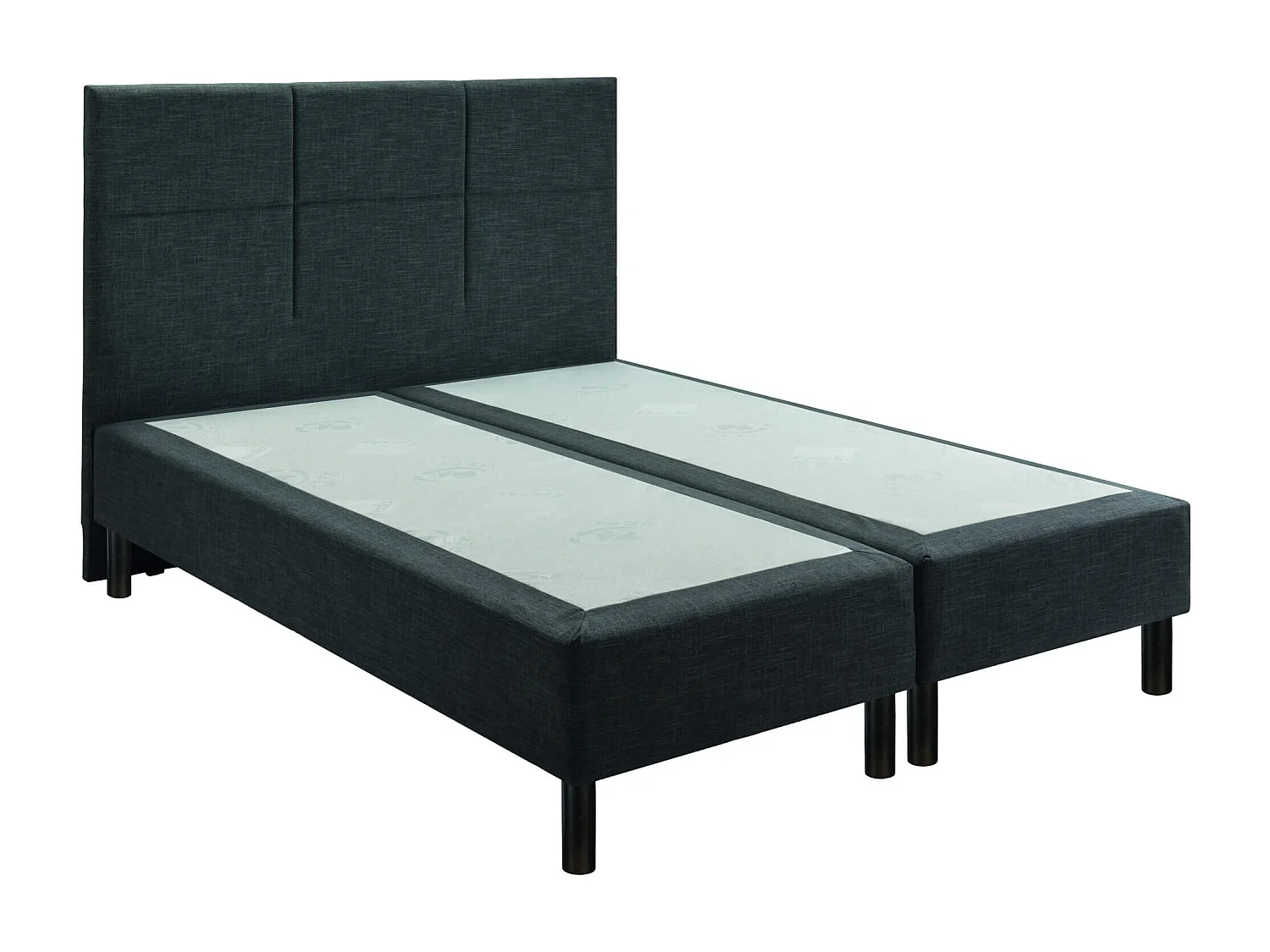 Ensemble boxspring sommier à ressorts + tête de lit + pieds gris chiné Epeda ENCHANTEUR 180X200