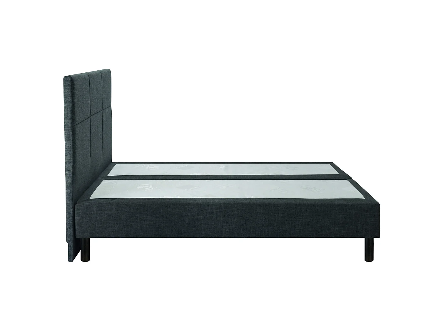 Ensemble boxspring sommier à ressorts + tête de lit + pieds gris chiné Epeda ENCHANTEUR 180X200