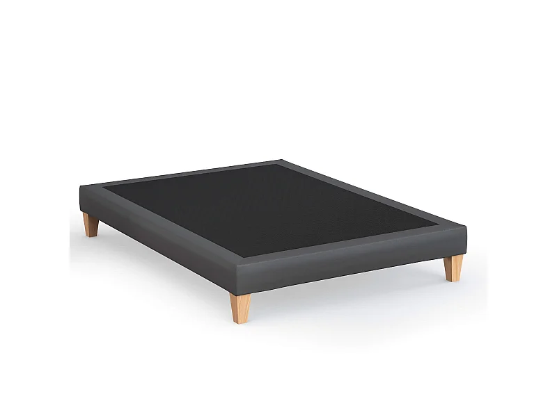 Sommier déco simili cuir gris foncé - SOMEO 180x200