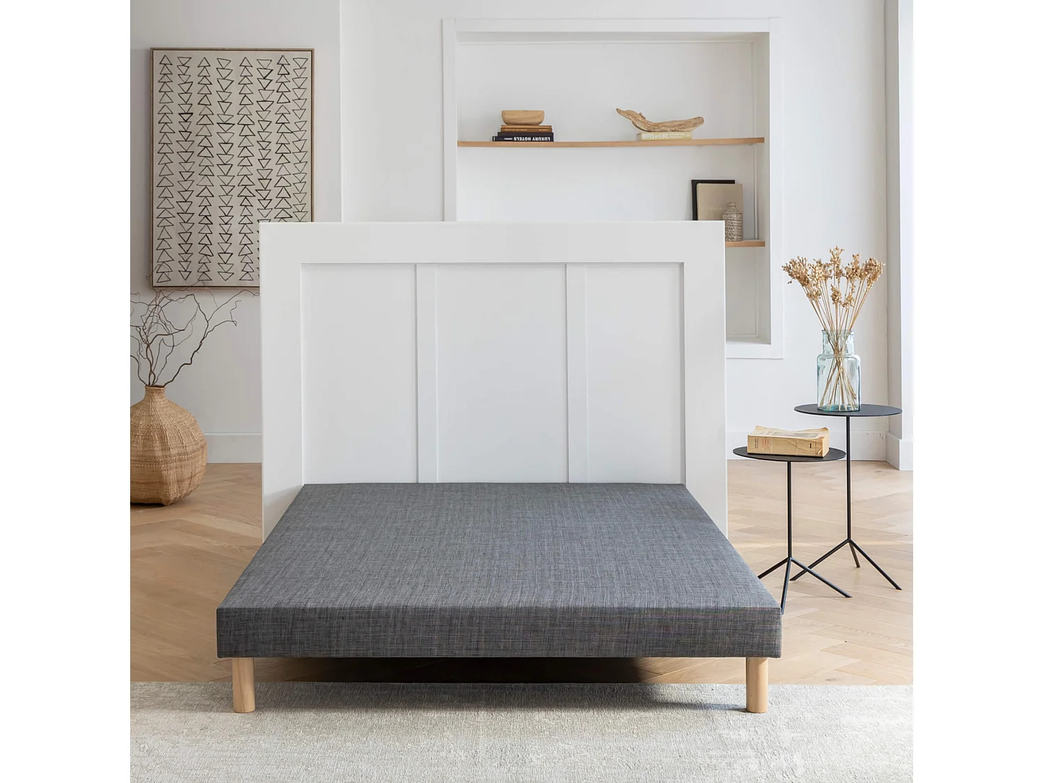 Sommier tapissier gris orage 13 cm Lune - SOMEO 70x200