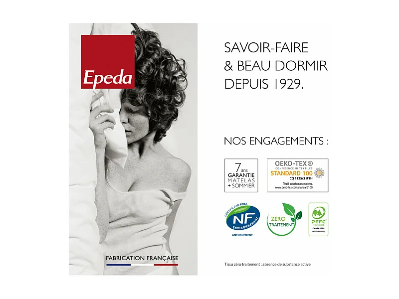 Sommier Epeda confort ferme chiné naturel 15 cm NATURE 140x190