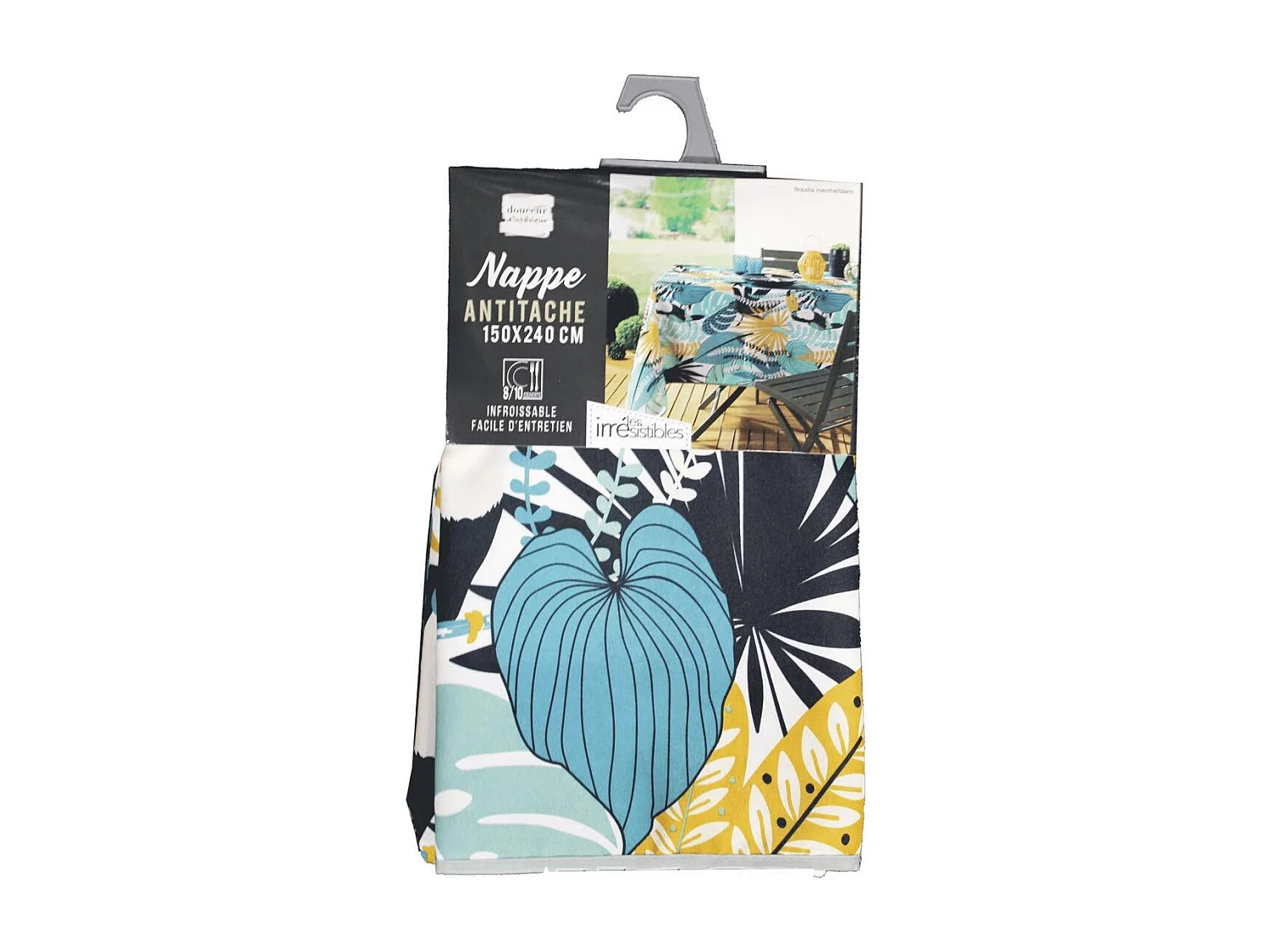 Nappe Antitache "Brazilia" 150x200cm Menthe & Blanc