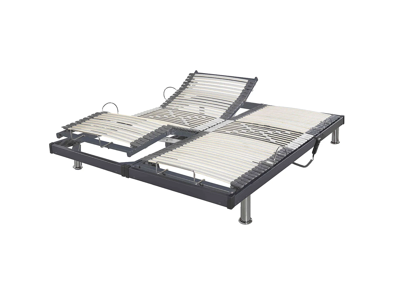 Sommier électrique de relaxation gris extra plat 2x80x200