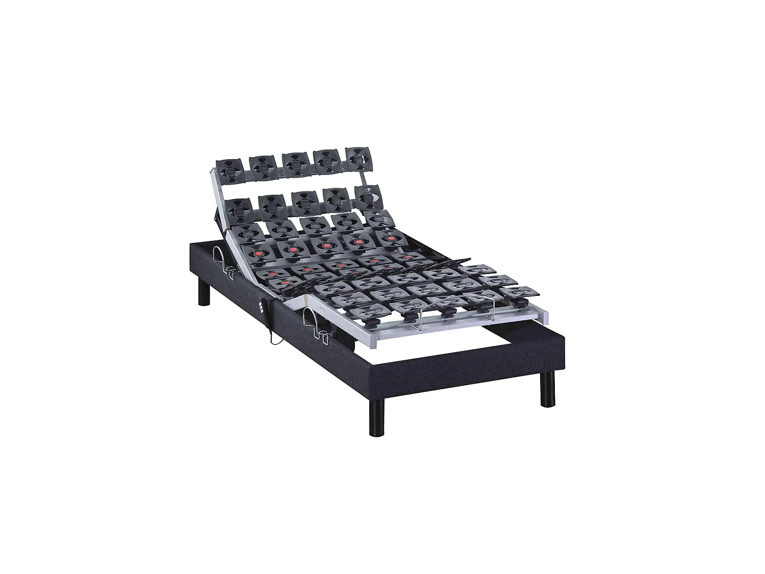 Sommier électrique de relaxation tout plots tissu anthracite 90x190