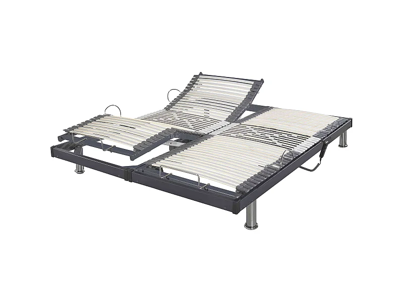 Sommier électrique de relaxation gris extra plat 2x90x200