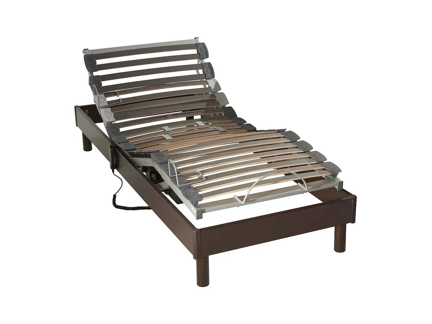 Sommier électrique de relaxation à lattes en bois wengé 80x200