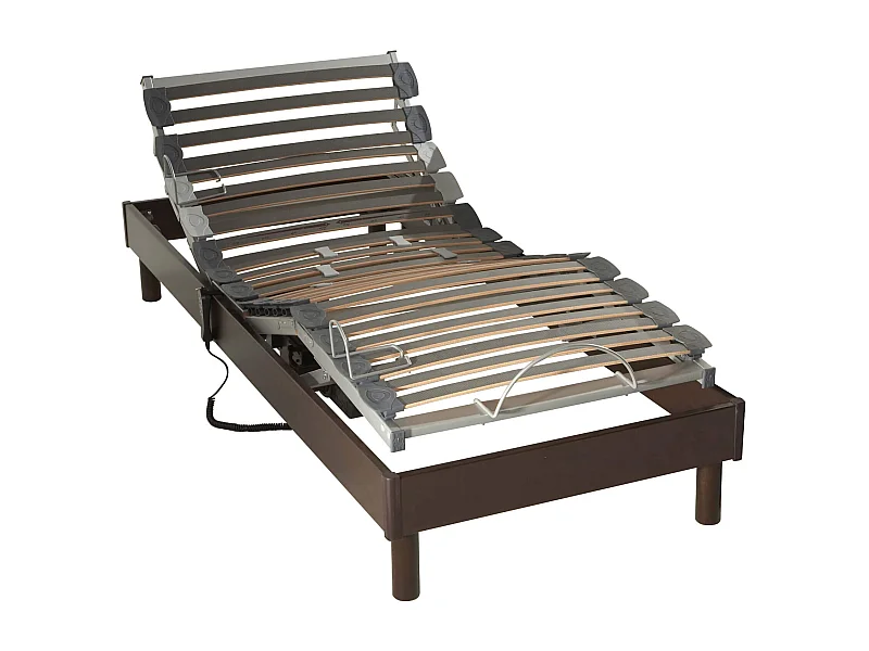 Sommier électrique de relaxation à lattes en bois wengé 80x200