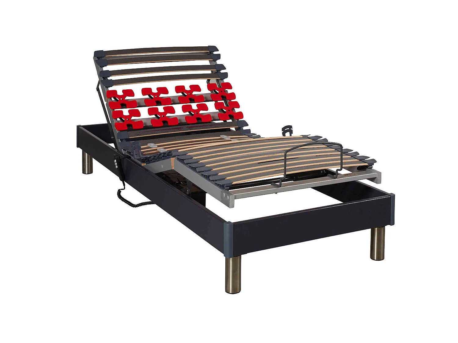 Sommier électrique de relaxation anthracite à plots 90x200
