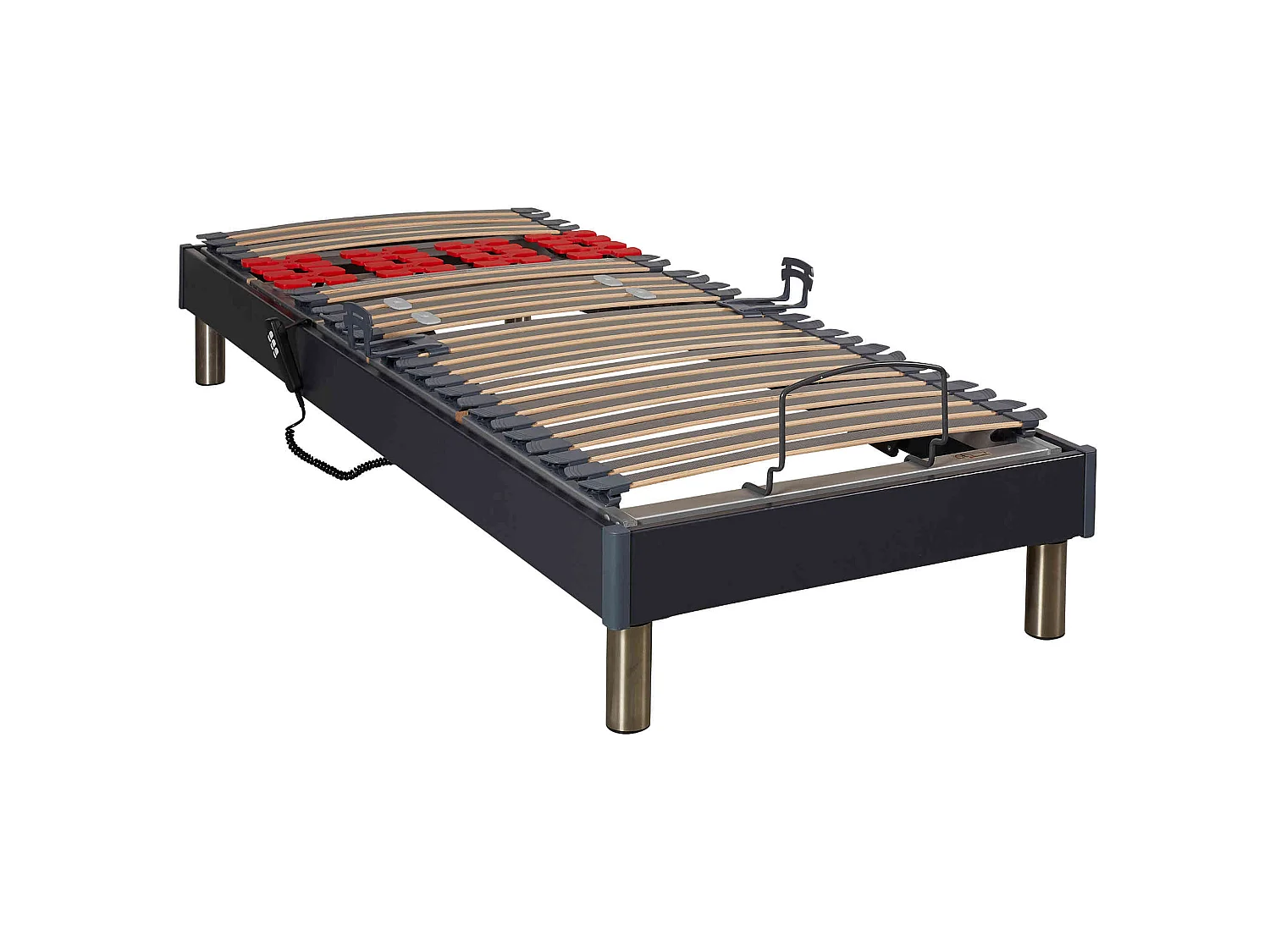 Sommier électrique de relaxation anthracite à plots 90x200
