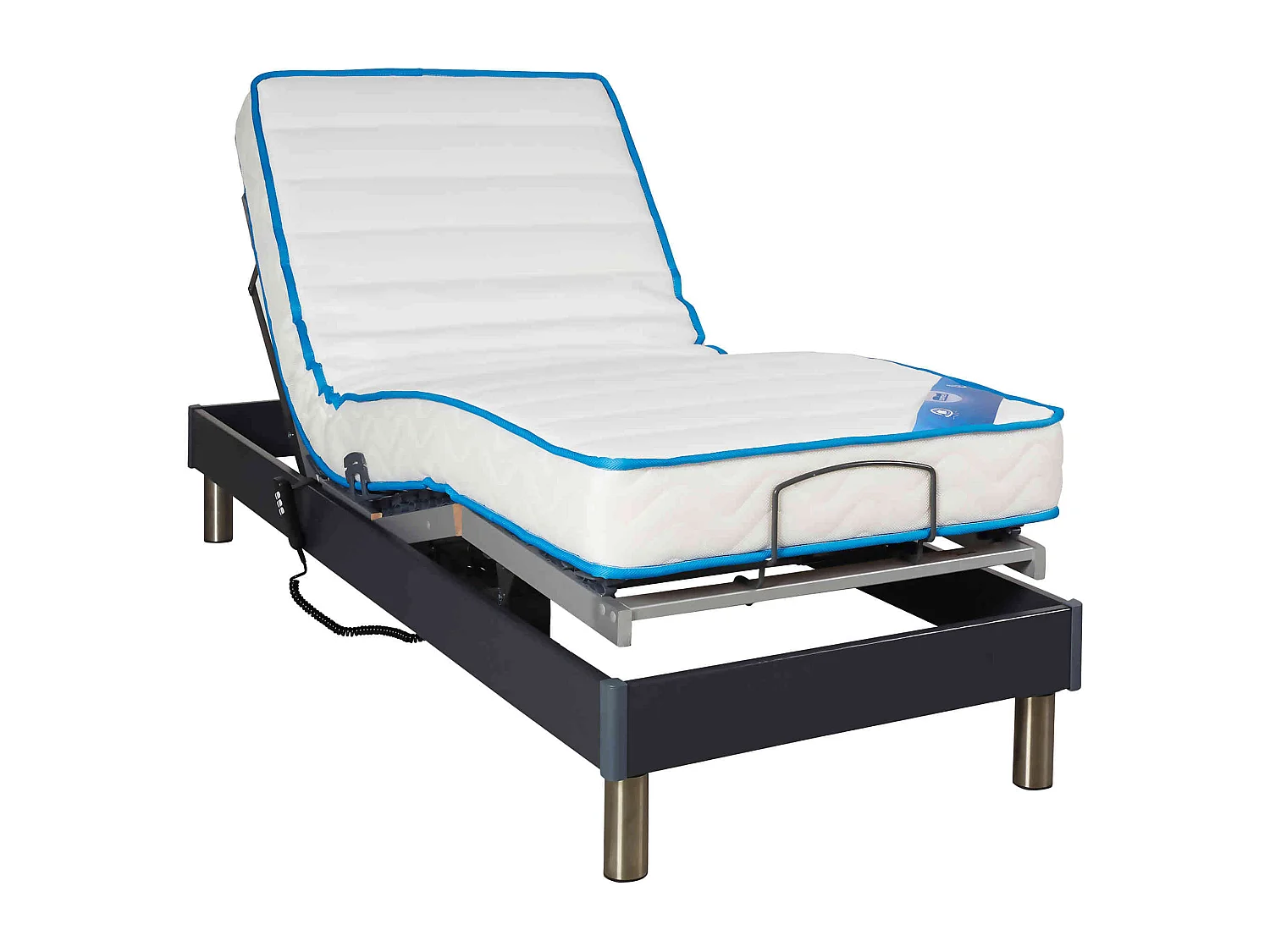 Sommier électrique de relaxation anthracite à plots 90x200