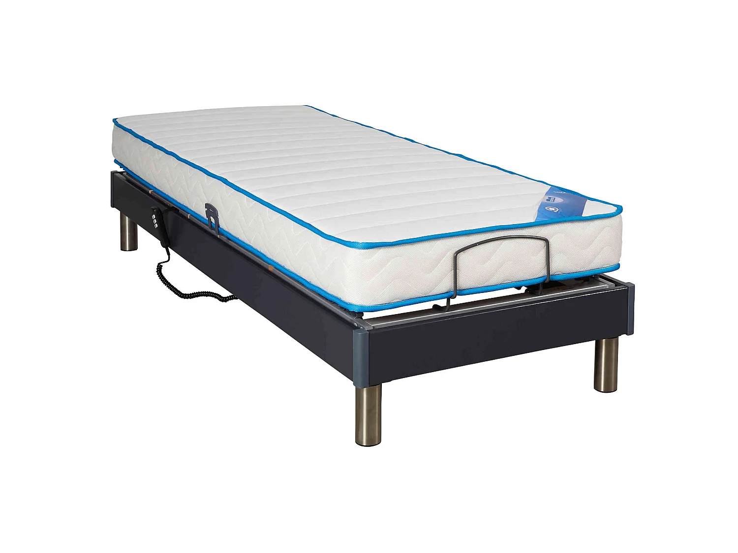 Sommier électrique de relaxation anthracite à plots 90x200