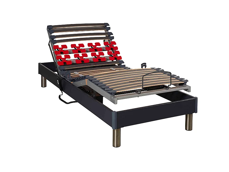 Sommier électrique de relaxation anthracite à plots 90x200