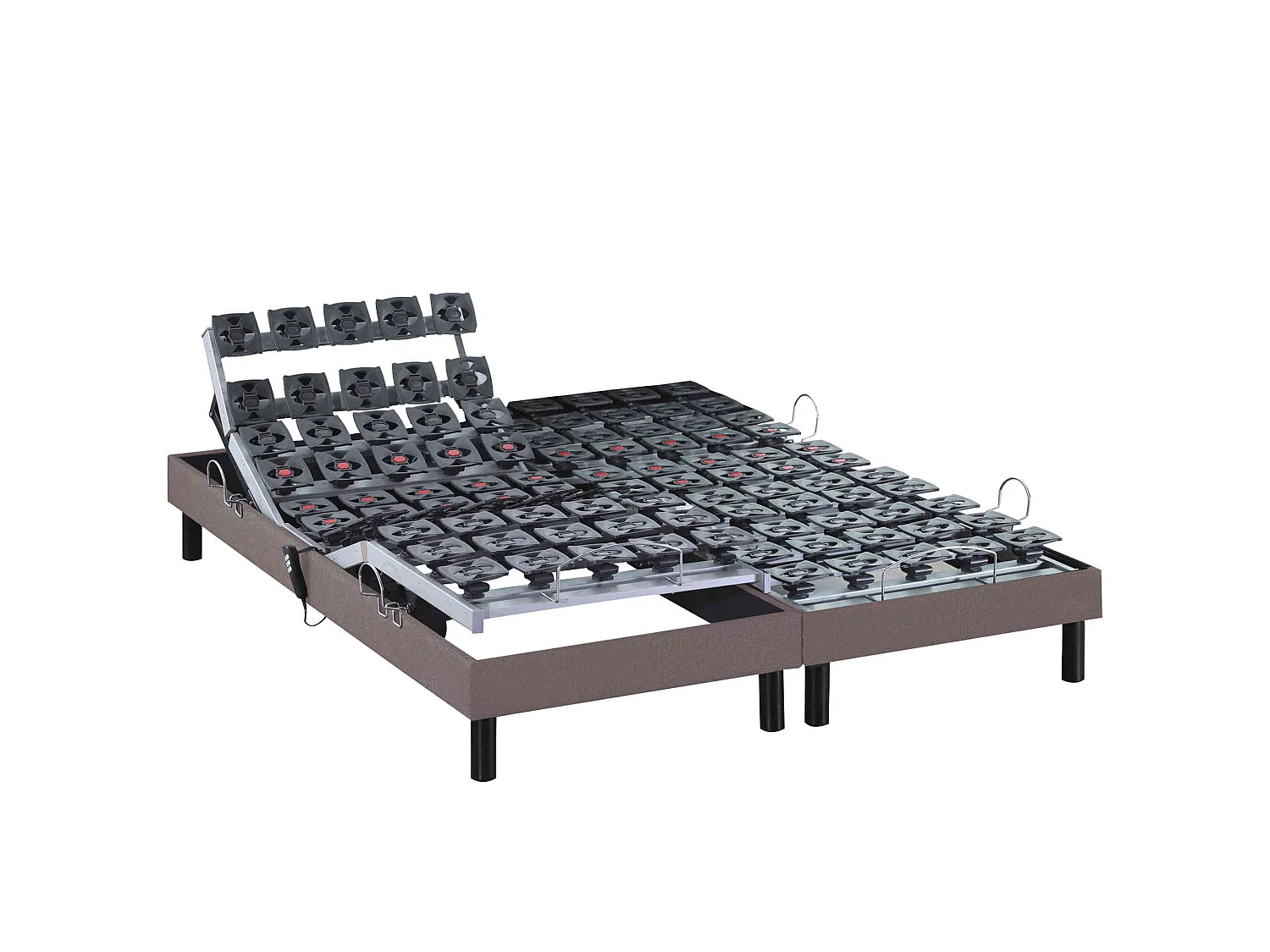 Sommier électrique de relaxation tout plots tissu taupe 2x70x190