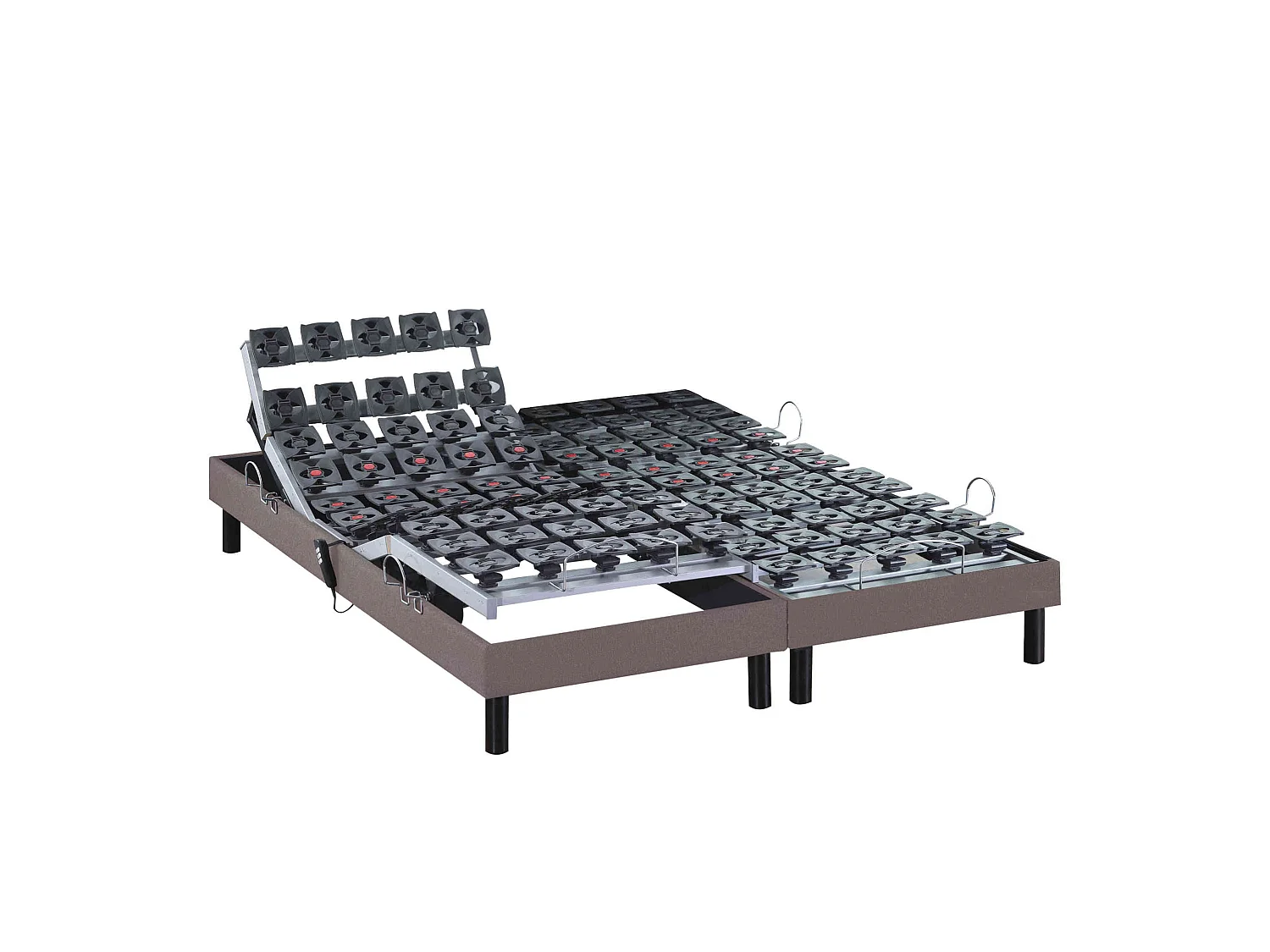 Sommier électrique de relaxation tout plots tissu taupe 2x70x190