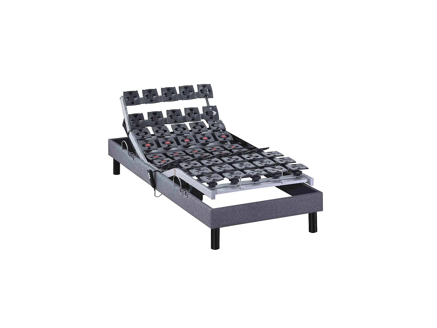 Sommier électrique de relaxation tout plots tissu gris clair 80x200