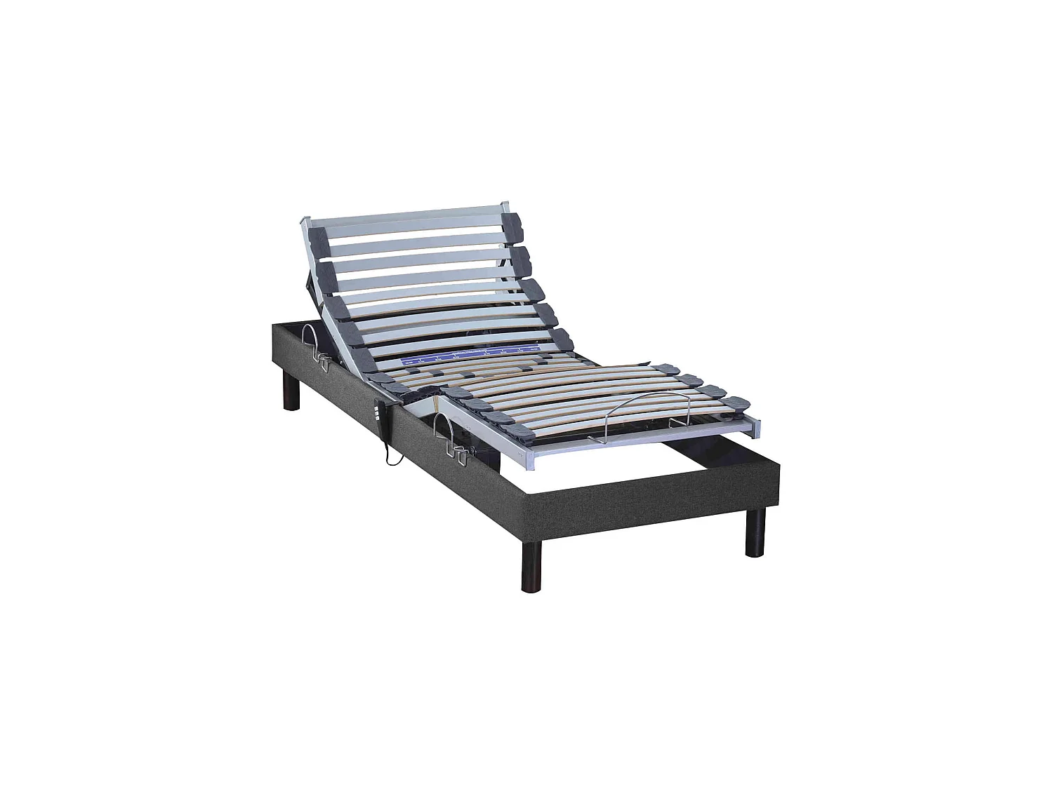 Sommier électrique de relaxation tout lattes tissu anthracite 70x190
