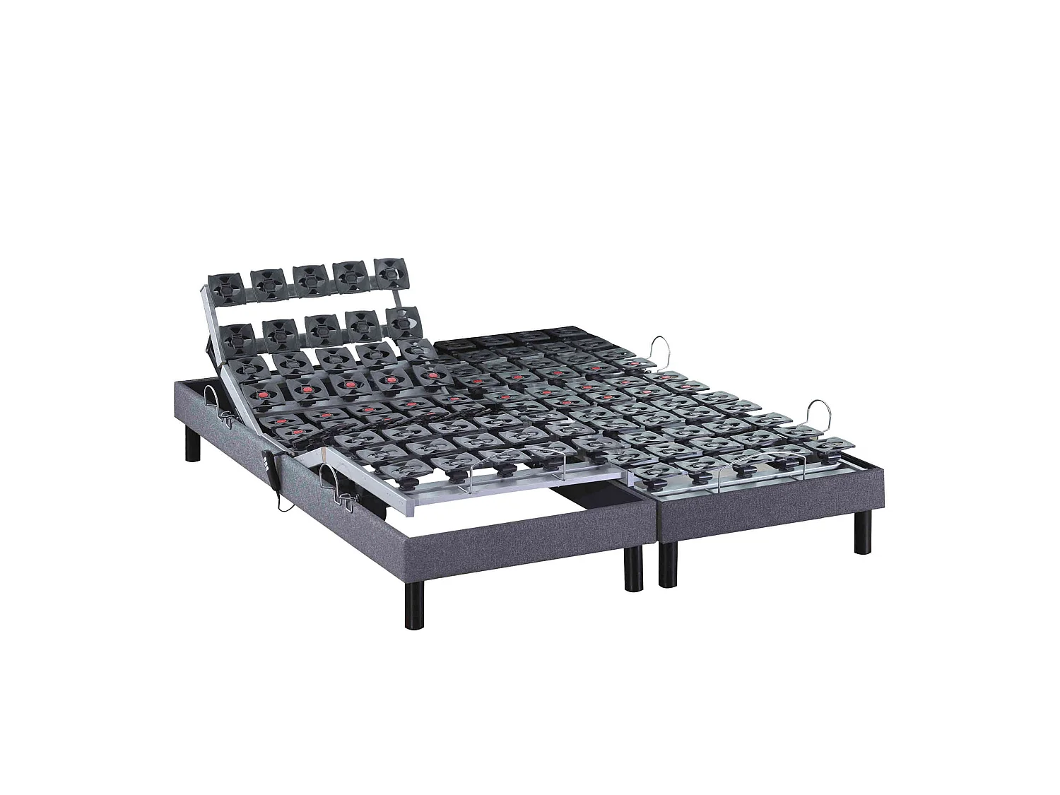 Sommier électrique de relaxation tout plots tissu gris clair 2x70x190