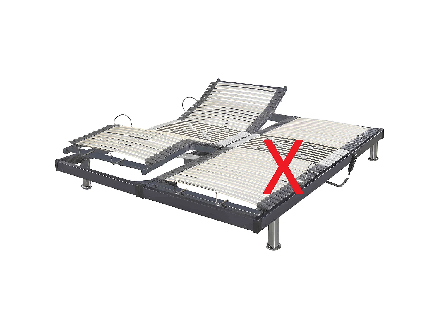 Sommier électrique de relaxation gris extra plat 90x190