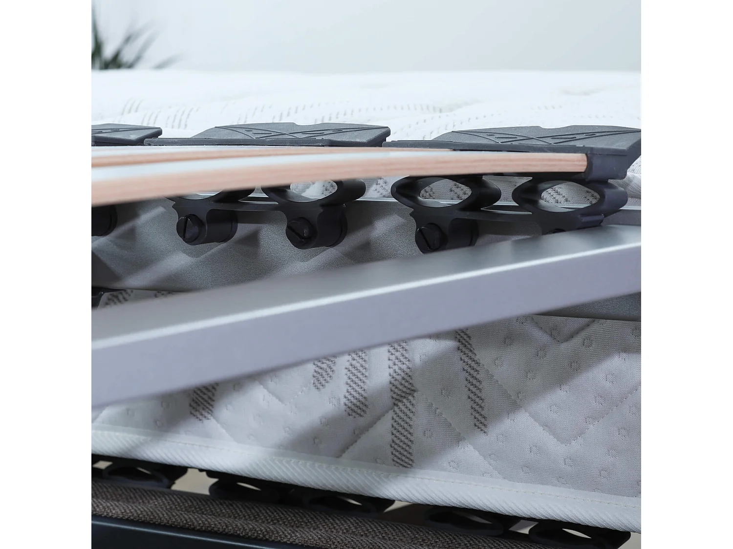 Sommier électrique de relaxation à lattes en bois mérisier 90x200