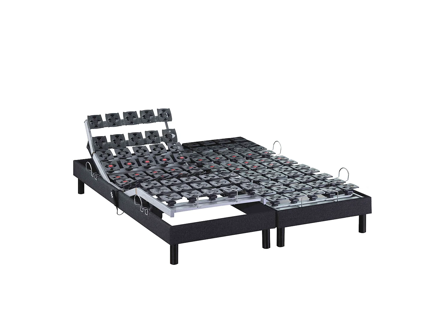 Sommier électrique de relaxation tout plots tissu anthracite 2x80x200