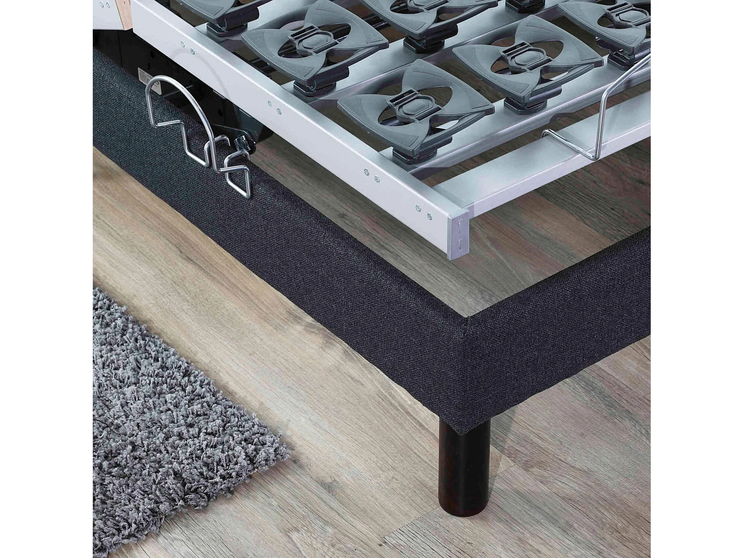Sommier électrique de relaxation tout plots tissu anthracite 2x80x200
