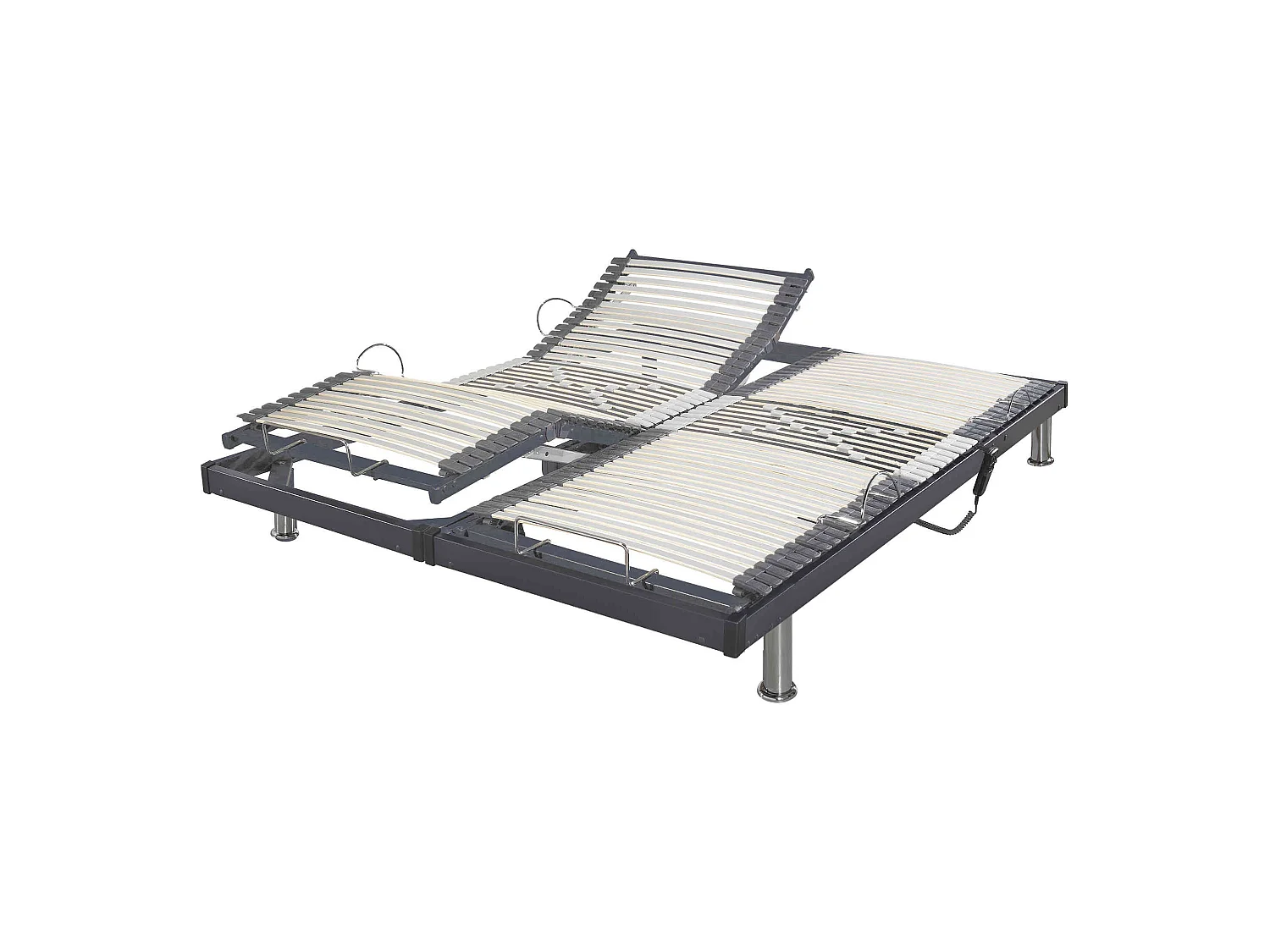 Sommier électrique de relaxation gris extra plat 2x70x190