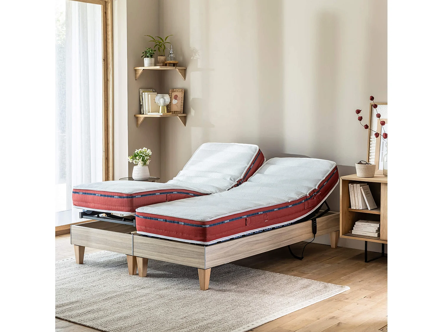 Sommier électrique Someo TPR 50 décor chêne clair 2x90x190