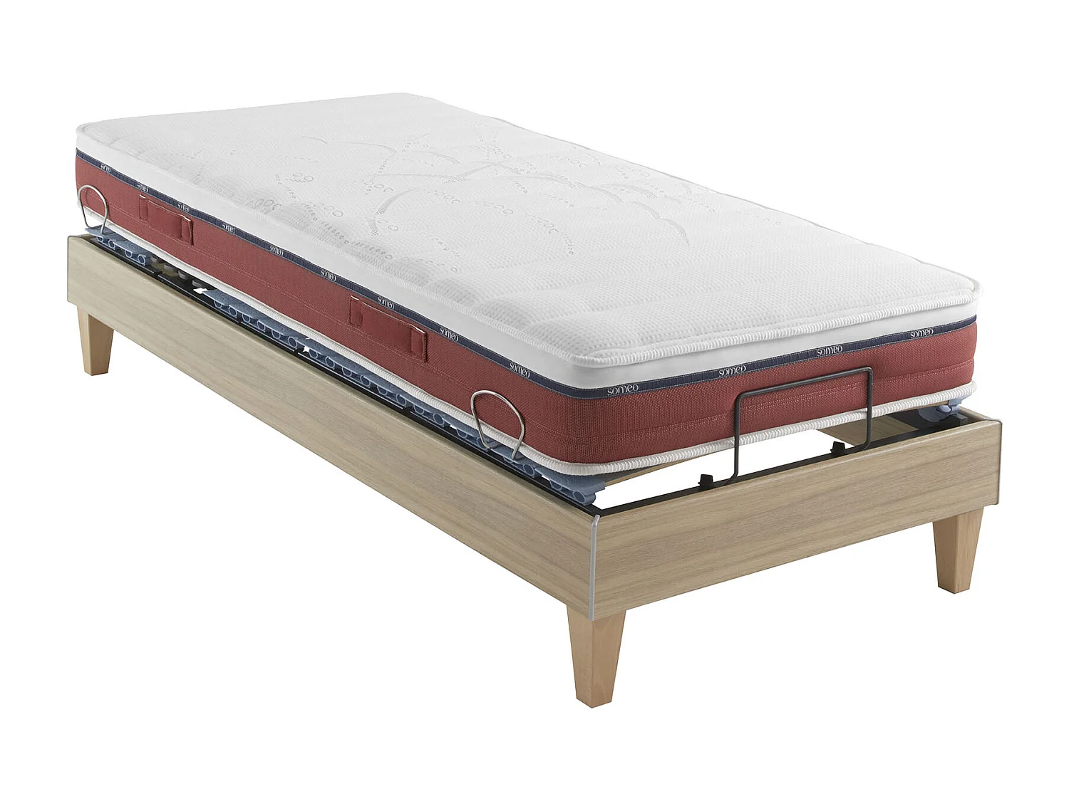 Sommier électrique Someo TPR 50 décor chêne clair 2x90x190