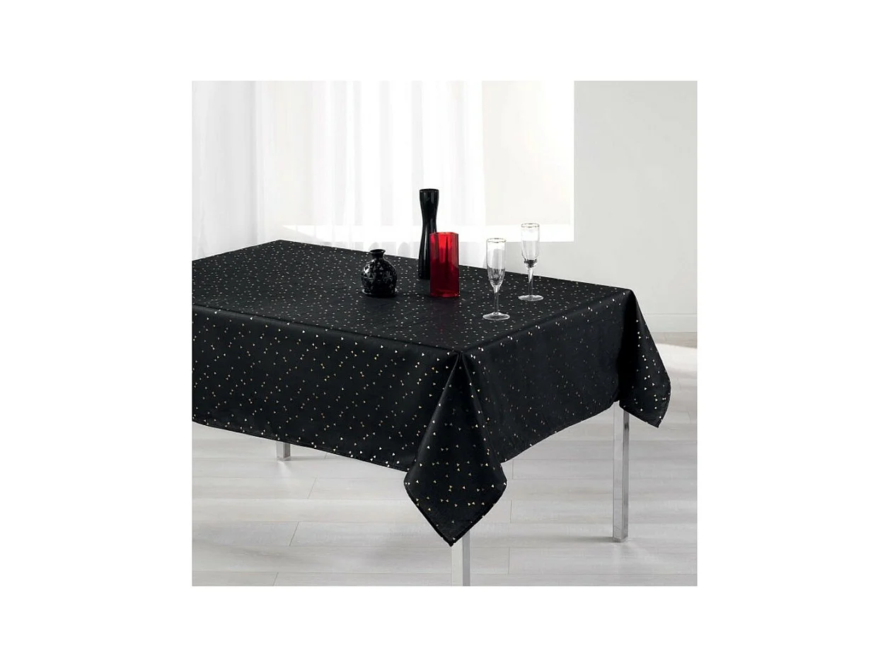 Nappe Rectangulaire Imprimée "Shantung" 150x240cm Noir