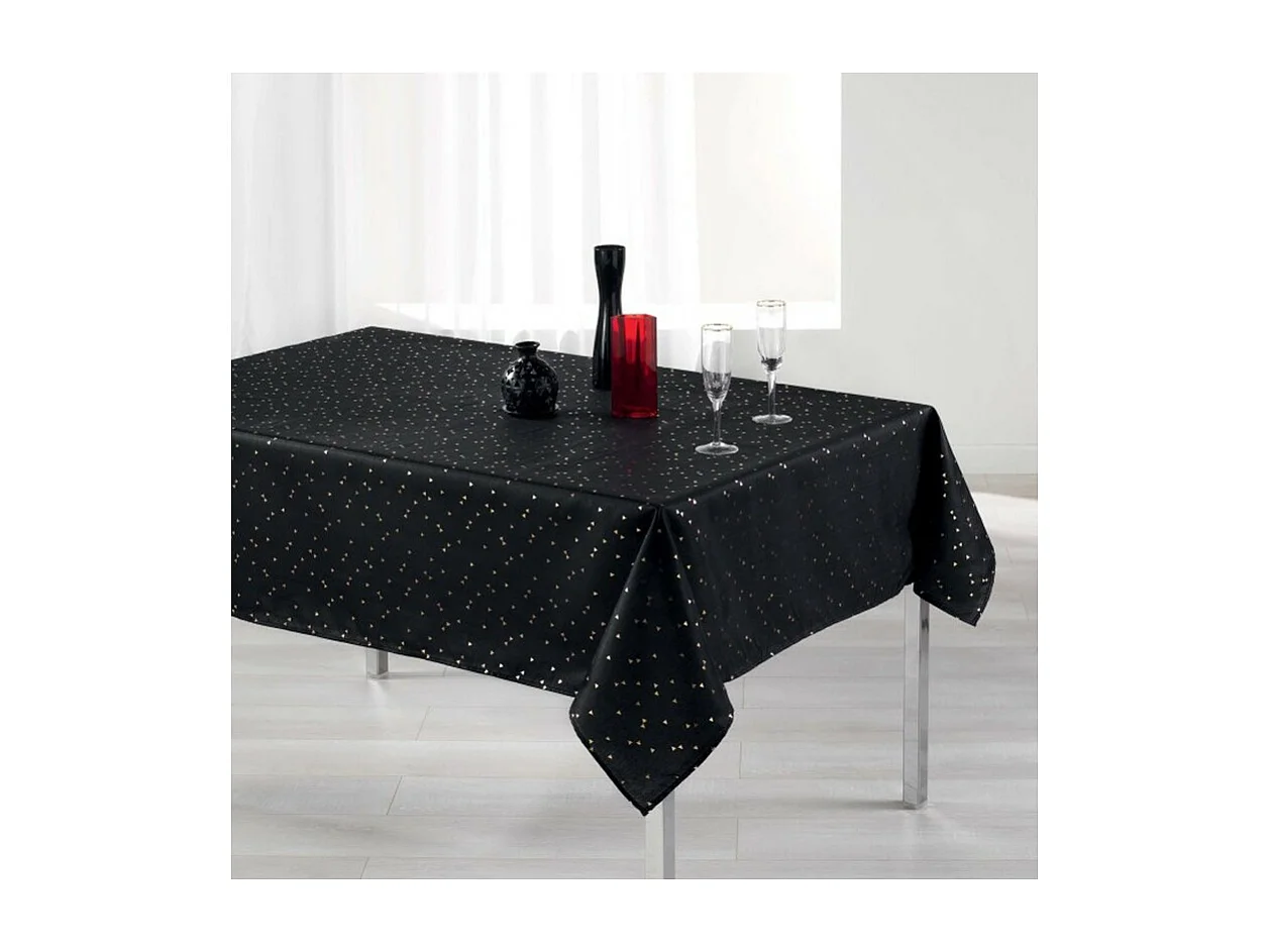 Nappe Rectangulaire Imprimée "Shantung" 150x240cm Noir