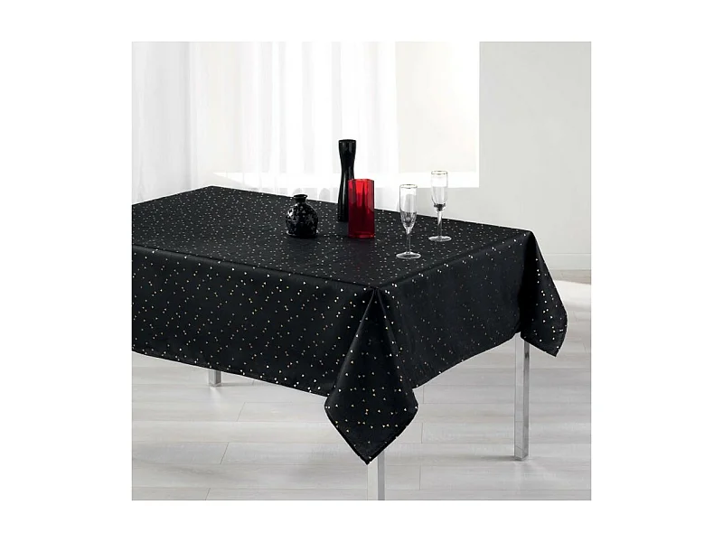 Nappe Rectangulaire Imprimée "Shantung" 150x240cm Noir
