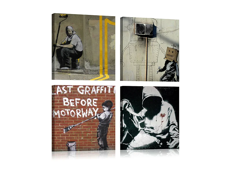 Tableau Imprimé "Banksy - Street Art" 40 x 40 cm