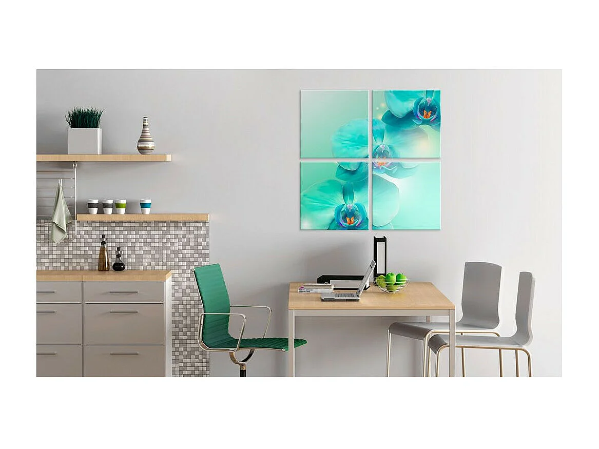 Tableau Imprimé "Orchidées D'azur" 80 x 80 cm