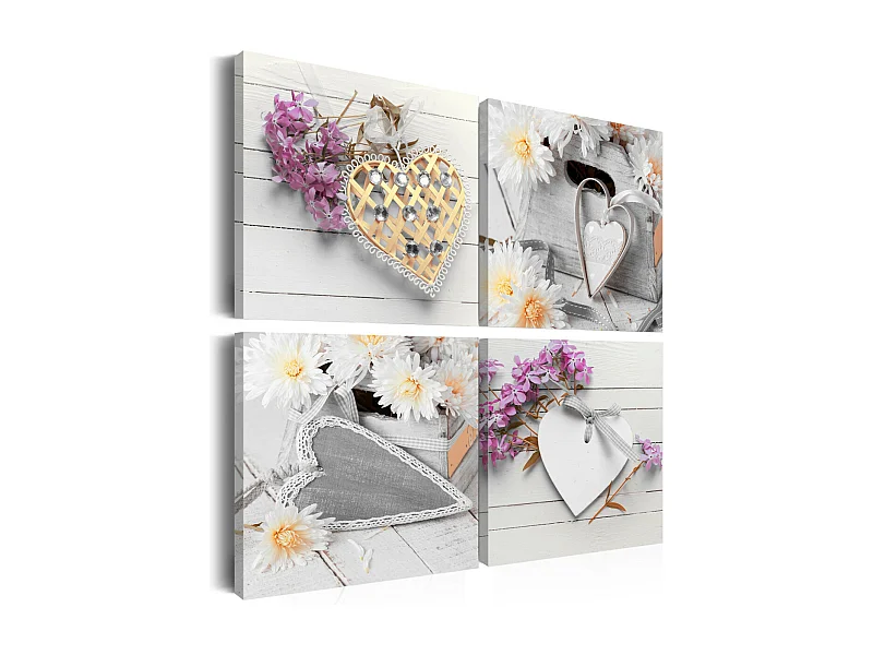 Tableau Imprimé "Hearts & Flowers" 40 x 40 cm