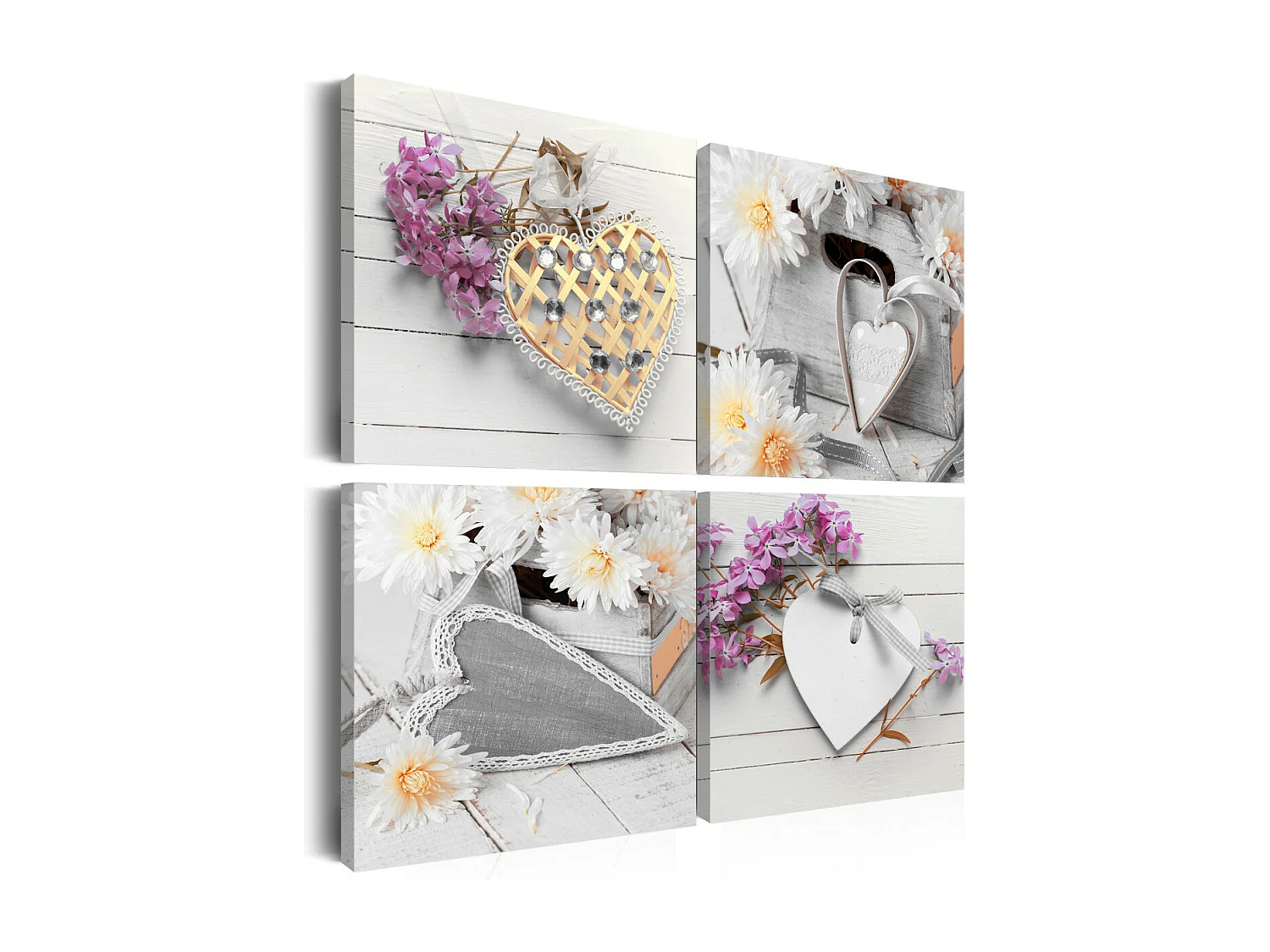 Tableau Imprimé "Hearts & Flowers" 40 x 40 cm