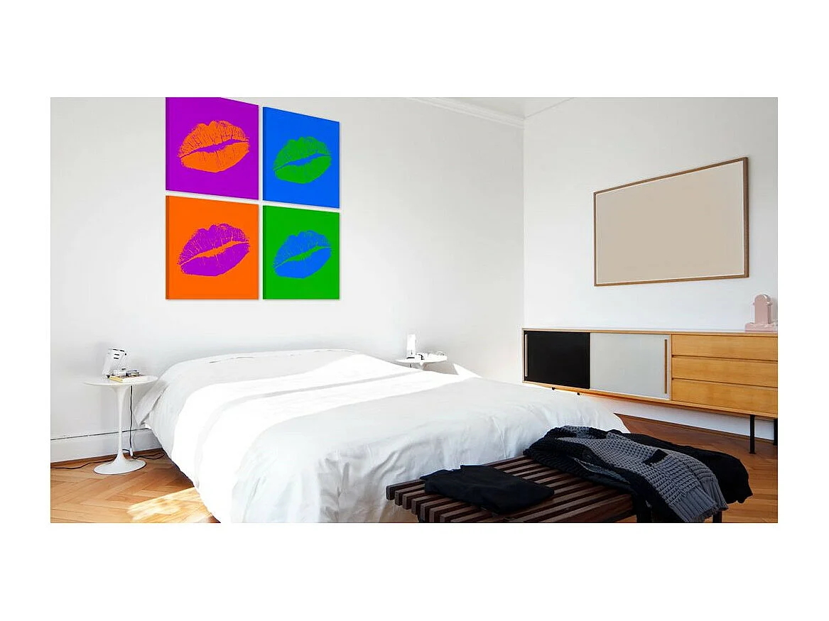 Tableau Imprimé "Baisers : Pop Art" 80 x 80 cm