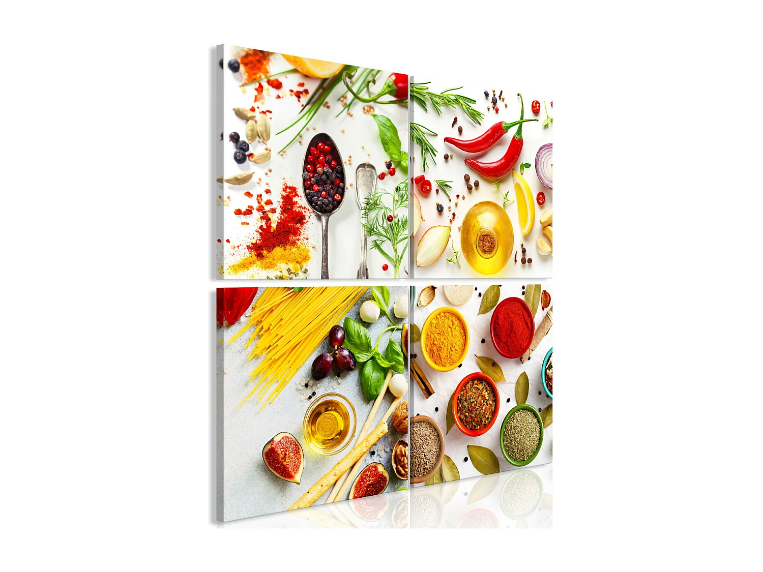 Tableau Imprimé 4 Panneaux "Spices of the World" 40 x 40 cm
