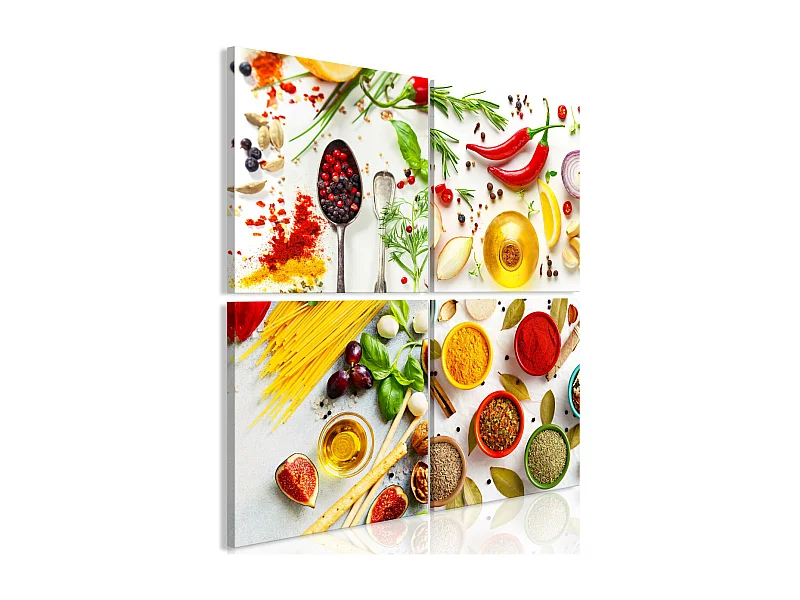 Tableau Imprimé 4 Panneaux "Spices of the World" 40 x 40 cm