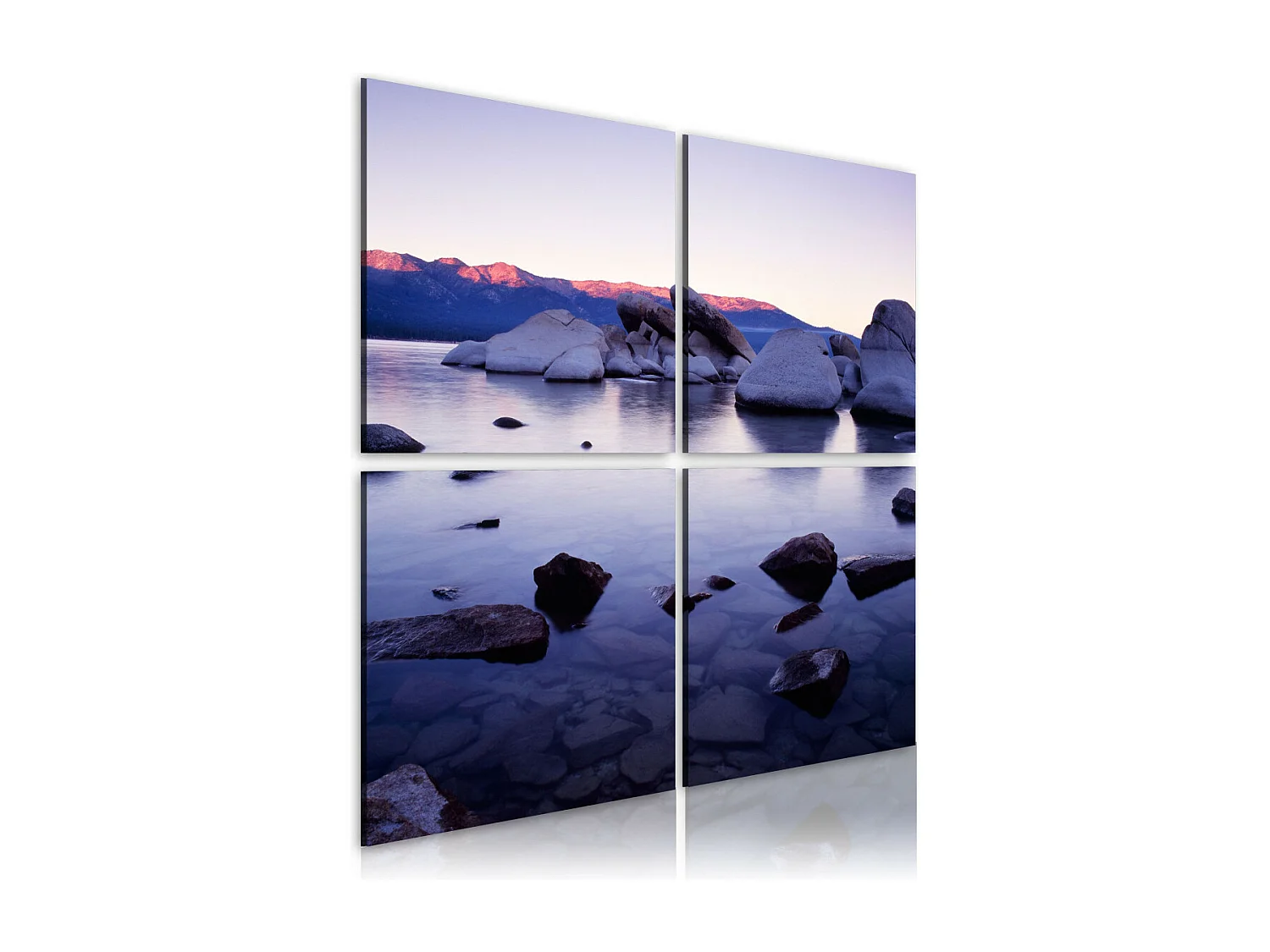 Tableau Imprimé "Rivage Rocheux de Lac Alpin" 40 x 40 cm