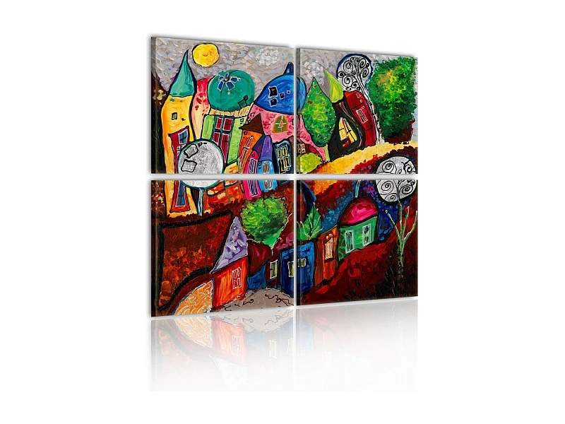 Tableau Imprimé "Ville Multicolore" 80 x 80 cm