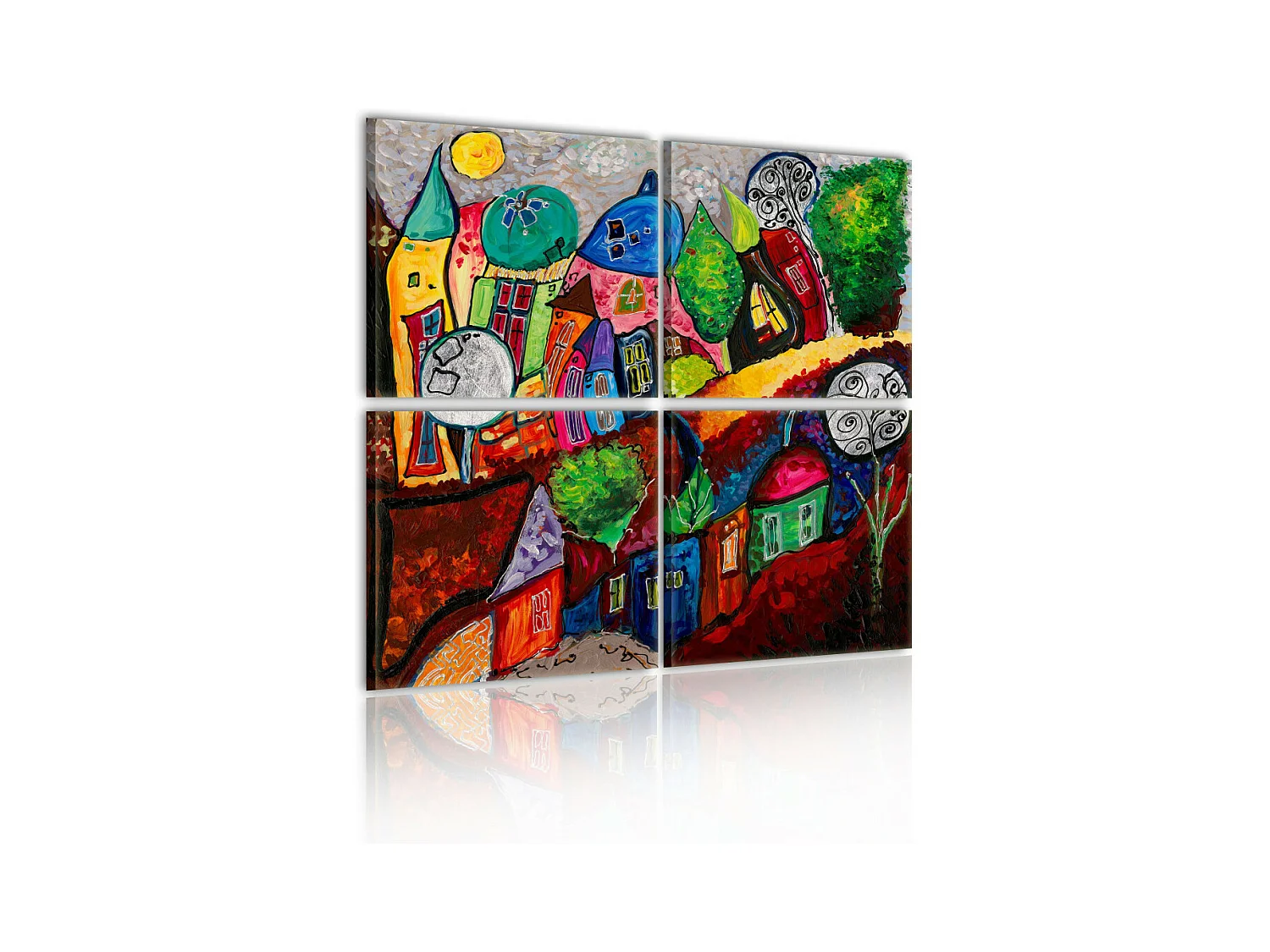Tableau Imprimé "Ville Multicolore" 80 x 80 cm