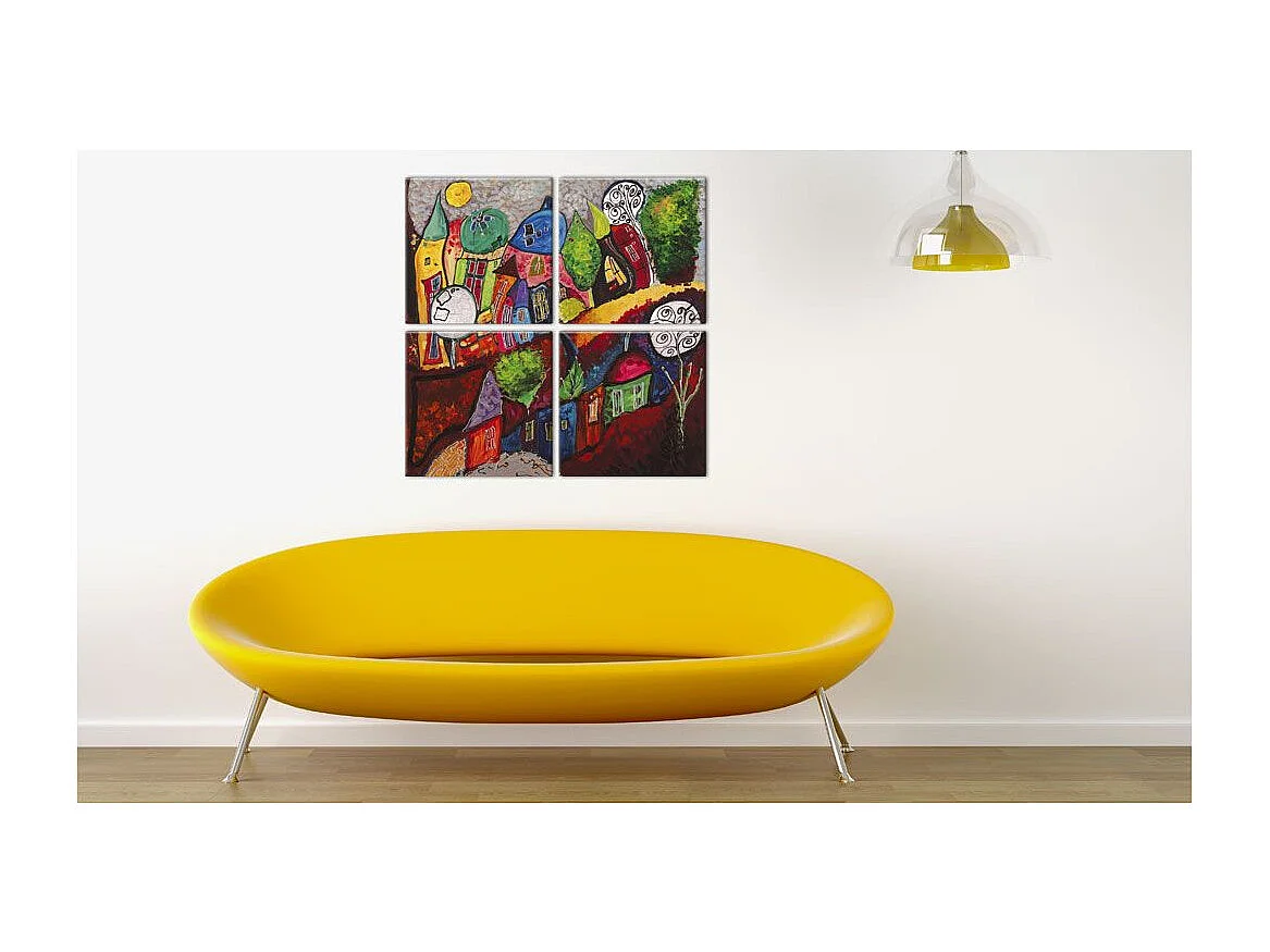 Tableau Imprimé "Ville Multicolore" 80 x 80 cm