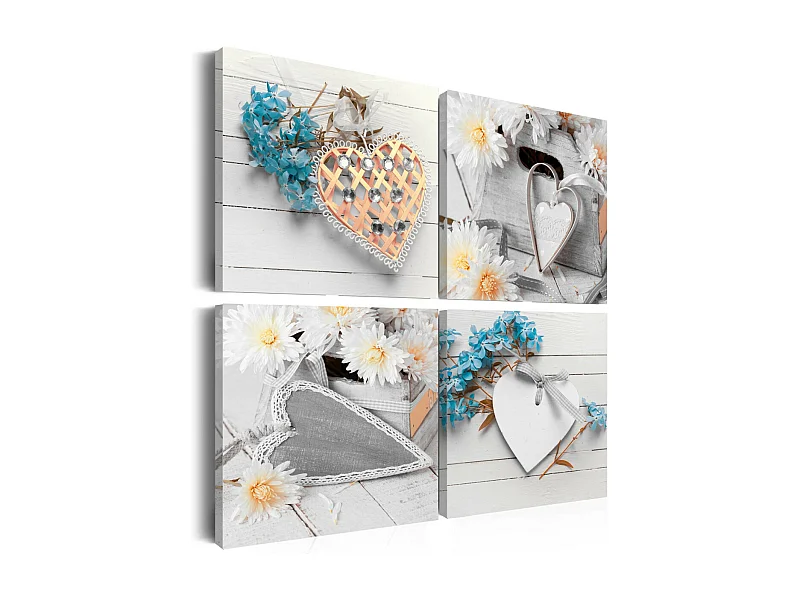 Tableau Imprimé "Flowers & Hearts" 40 x 40 cm