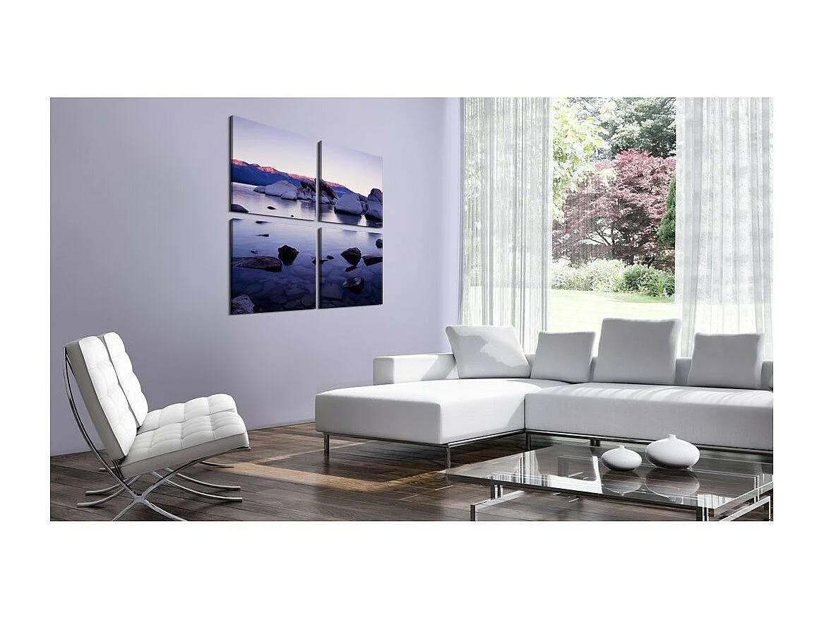 Tableau Imprimé "Rivage Rocheux de Lac Alpin" 80 x 80 cm