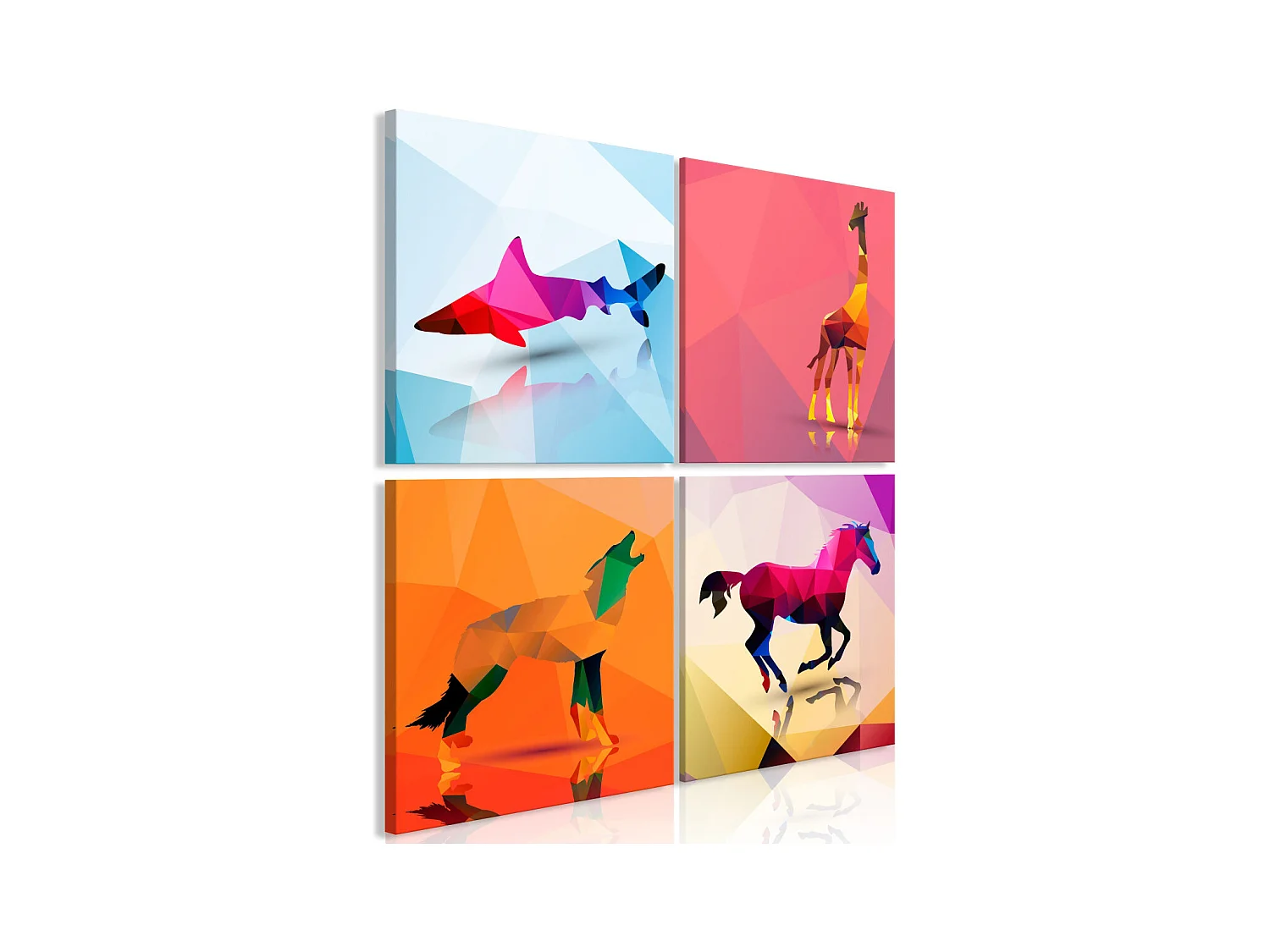 Tableau Imprimé 4 Panneaux "Geometric Animals" 80 x 80 cm