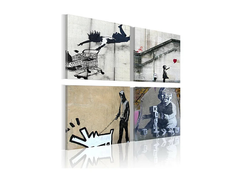 Tableau Imprimé "Banksy - Quatre Idées Créatives" 80 x 80 cm