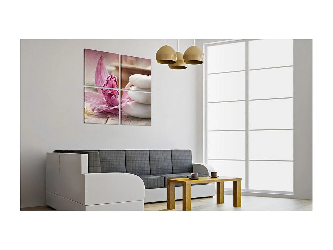 Tableau Imprimé "Orchidée & Zen" 40 x 40 cm