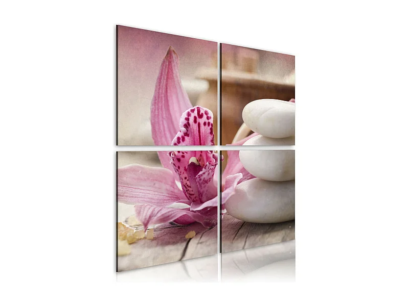 Tableau Imprimé "Orchidée & Zen" 40 x 40 cm